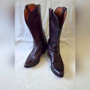 Lucchese Gavin Black Cherry Cowboy Boots Size 9.5 2E. Crafted In Texas